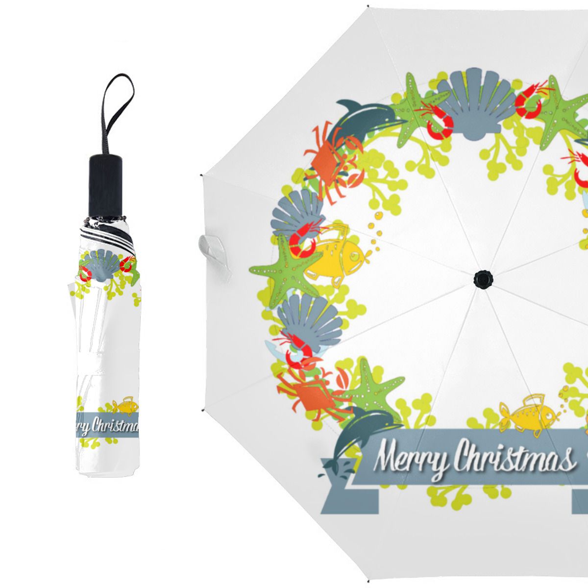 Nautical Theme Christmas Wreath Umbrella No.LY673P