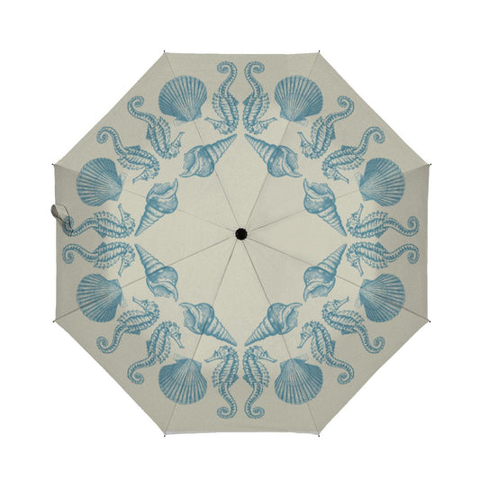 Sea Side Beach Merry Christmas Warm White Brushed Polyester Umbrella No.MUDSNZ