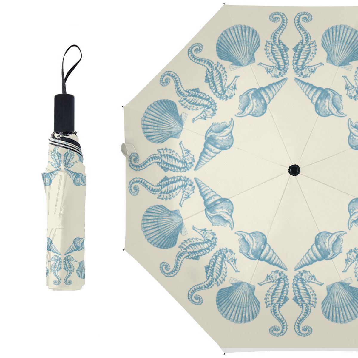 Sea Side Beach Merry Christmas Warm White Brushed Polyester Umbrella No.MUDSNZ