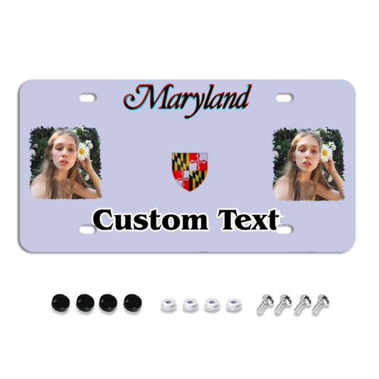 Maryland Custom License Plates, Personalized Photo & Text & Background