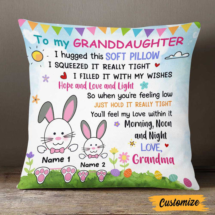 Personalized Easter Mom Grandma Daughter Granddaughter Son Grandson Hug This Pillow