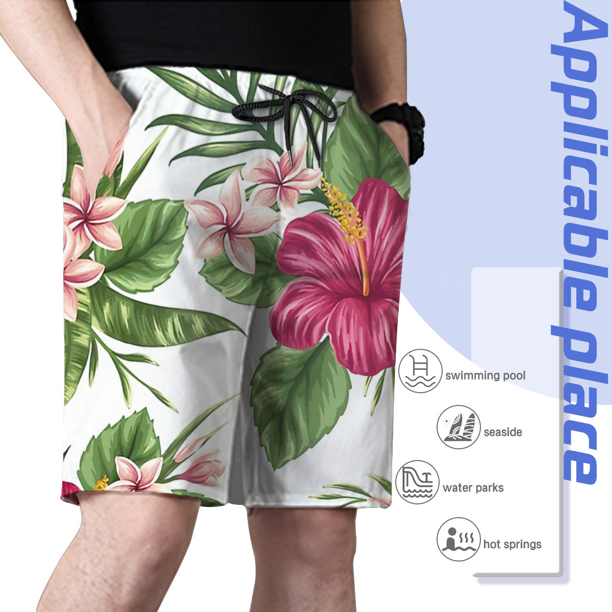 Tropical Flowers 2 Graphic Men's Swim Trunks No.NJHXV8