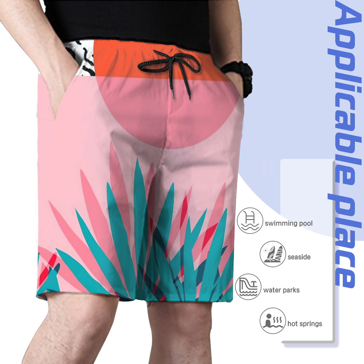 Whoa - Palm Sunrise Southwest California Palm Beach Sun City Los Angeles Hawaii Palm Springs Resort Decor Graphic Men's Swim Trunks No.NLS95O