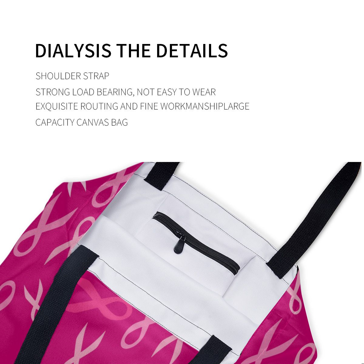 PINK BREAST CANCER RIBBONS Canvas Bag No.3NK2H7