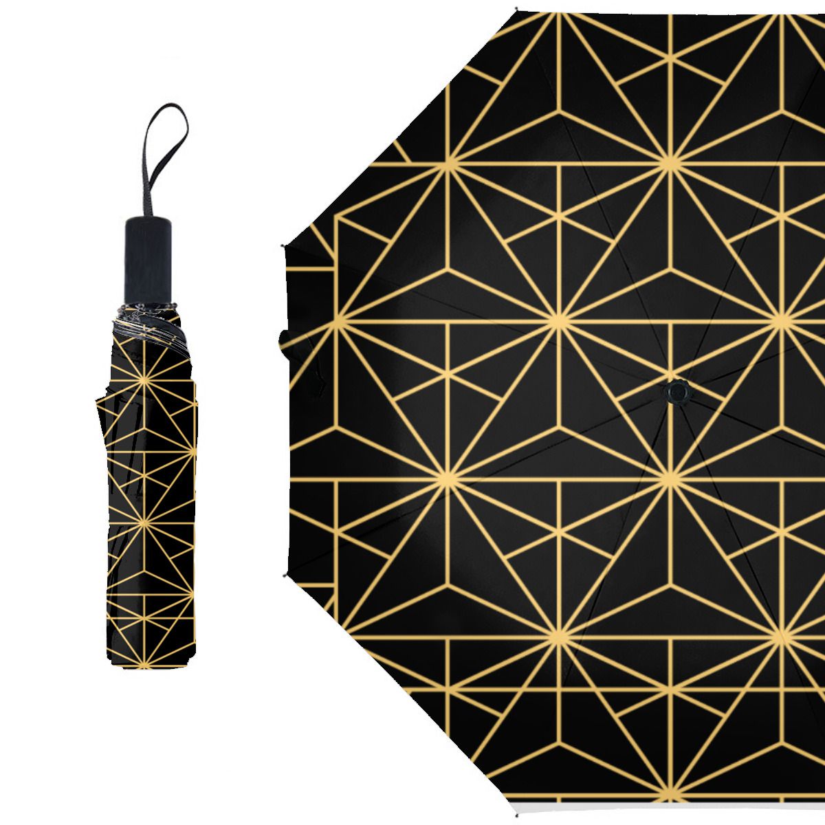 Vintage 1920S Geometric Art Deco Brushed Polyester Umbrella No.P6AEKQ