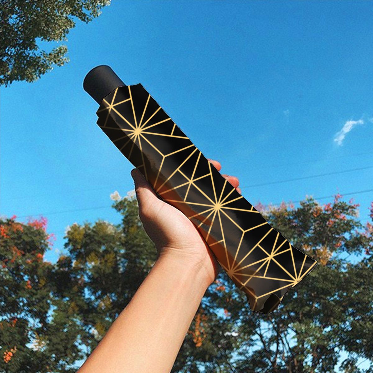 Vintage 1920S Geometric Art Deco Brushed Polyester Umbrella No.P6AEKQ