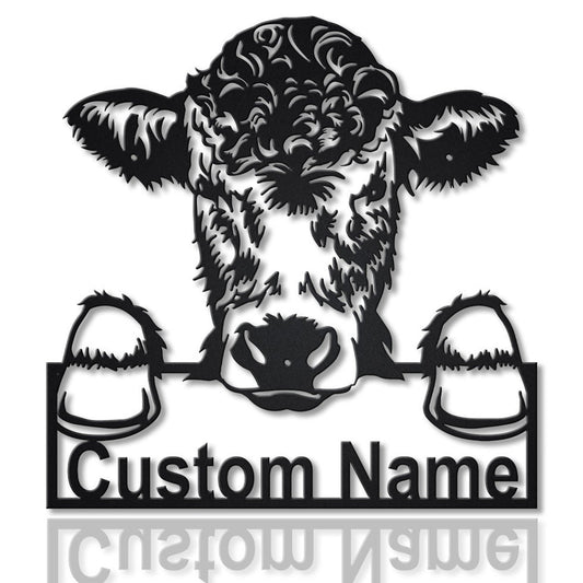 Personalized Cow Farm Monogram Metal Sign Art Custom Cow Farm Metal Sign Cardinals Birds Lover Farm Decoration For Living Room