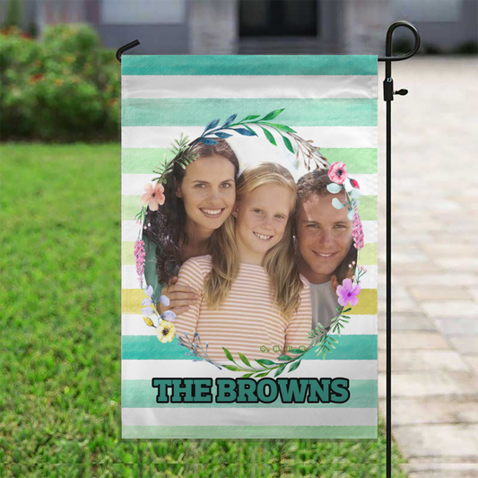 Personalized Watercolor Stripes House Flag & Garden Flag