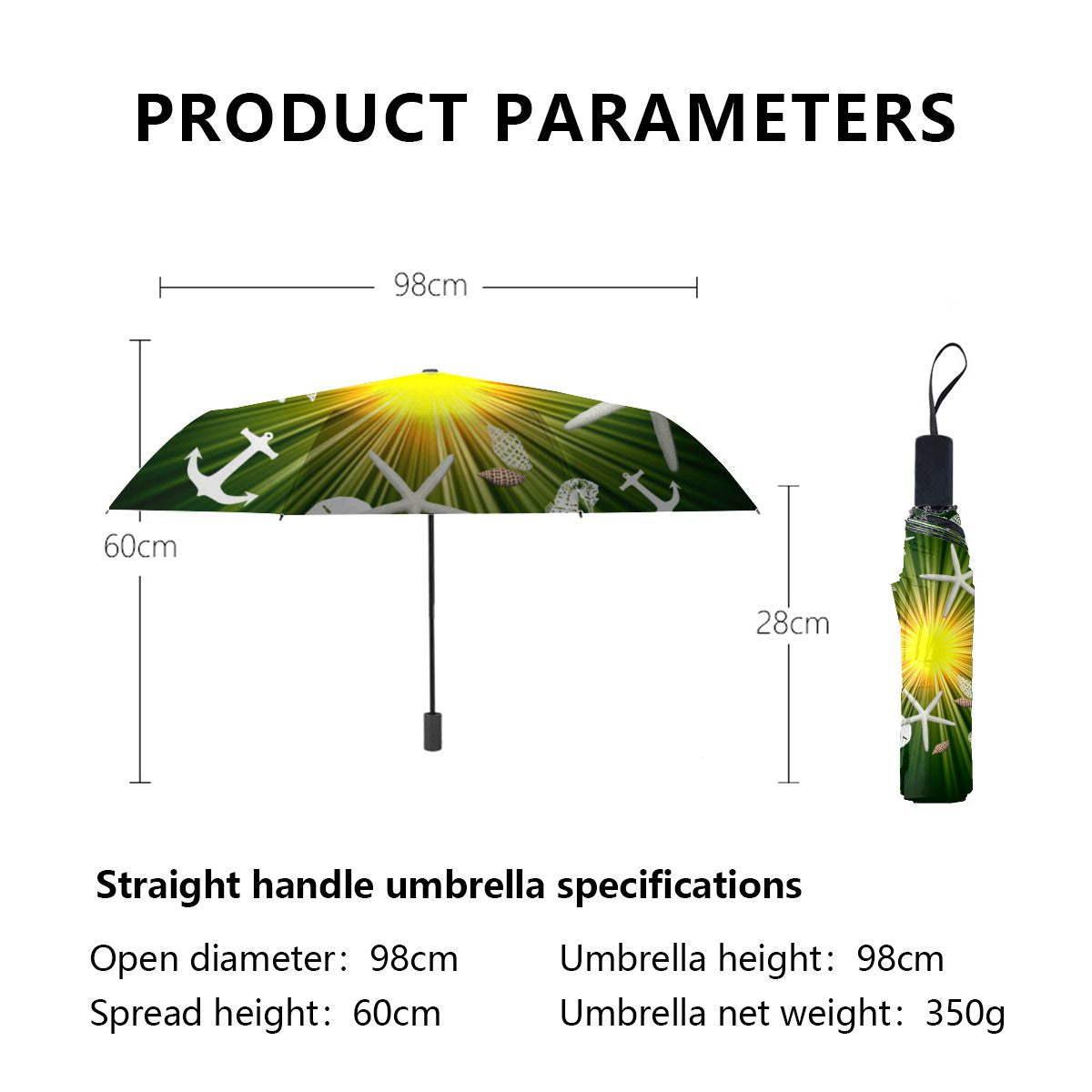 Coastal Christmas Green Sea Life Umbrella No.QKX8K4