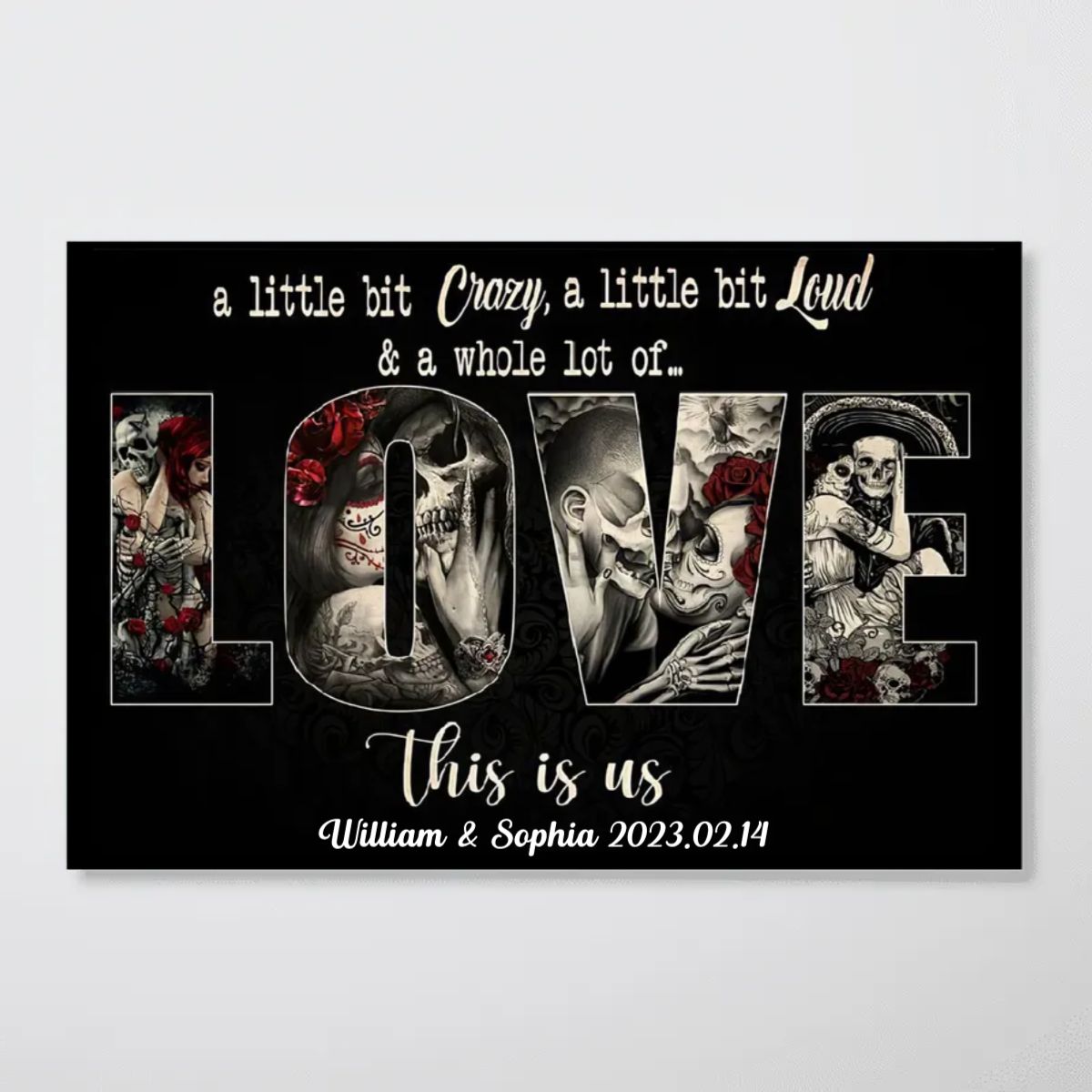 Sugar Skull Couple Whole Lot Of Love - Gift For Couples -  Personalized Custom Horizontal Poster