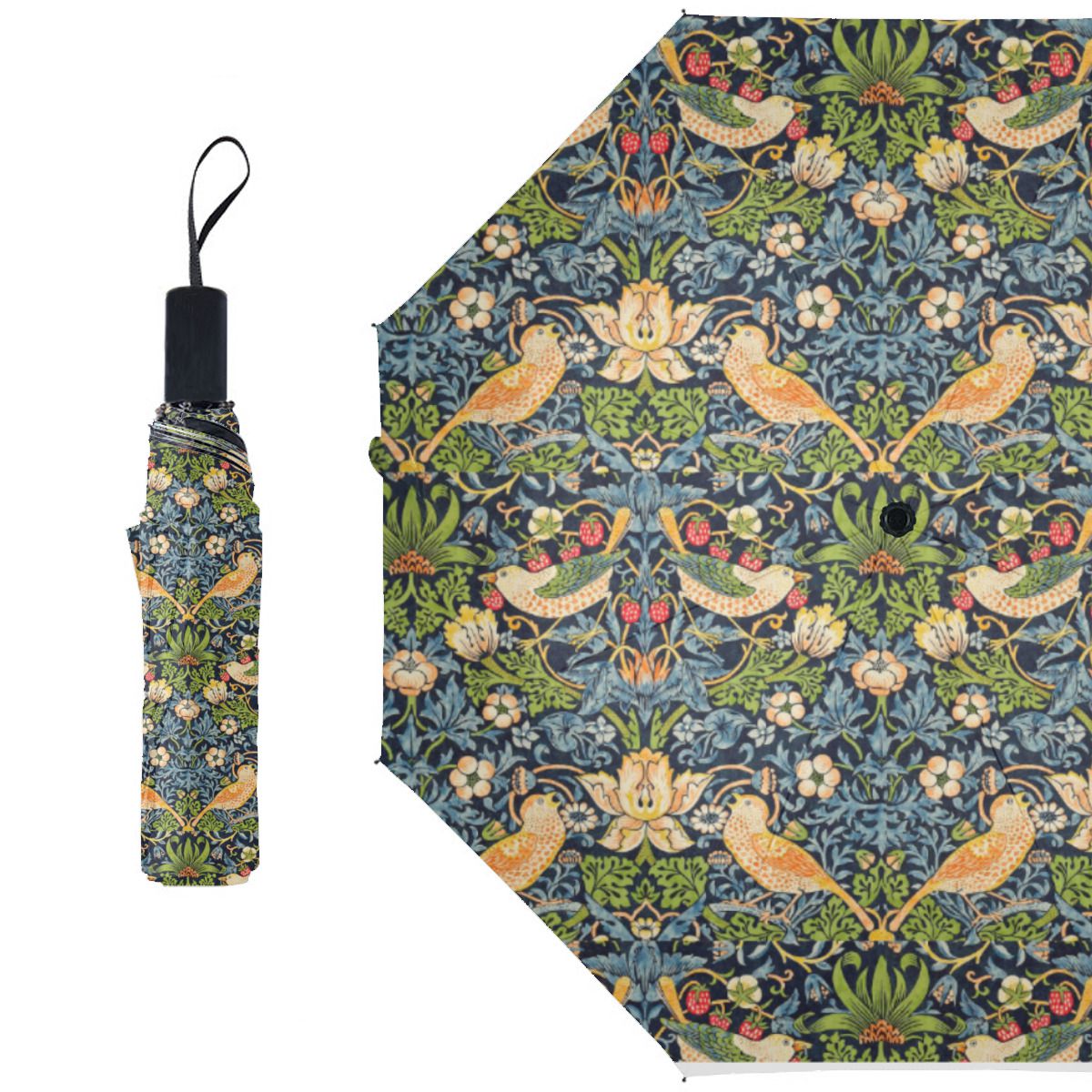 William Morris Strawberry Thief Floral Pattern Brushed Polyester Umbrella No.RUFW34