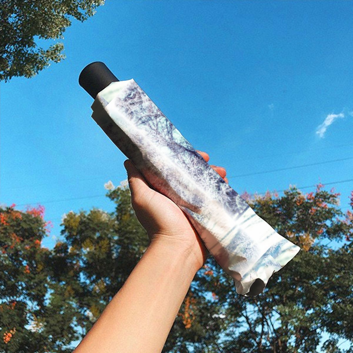 Silver Blue Winter Wonderland Christmas Umbrella No.RZKICE