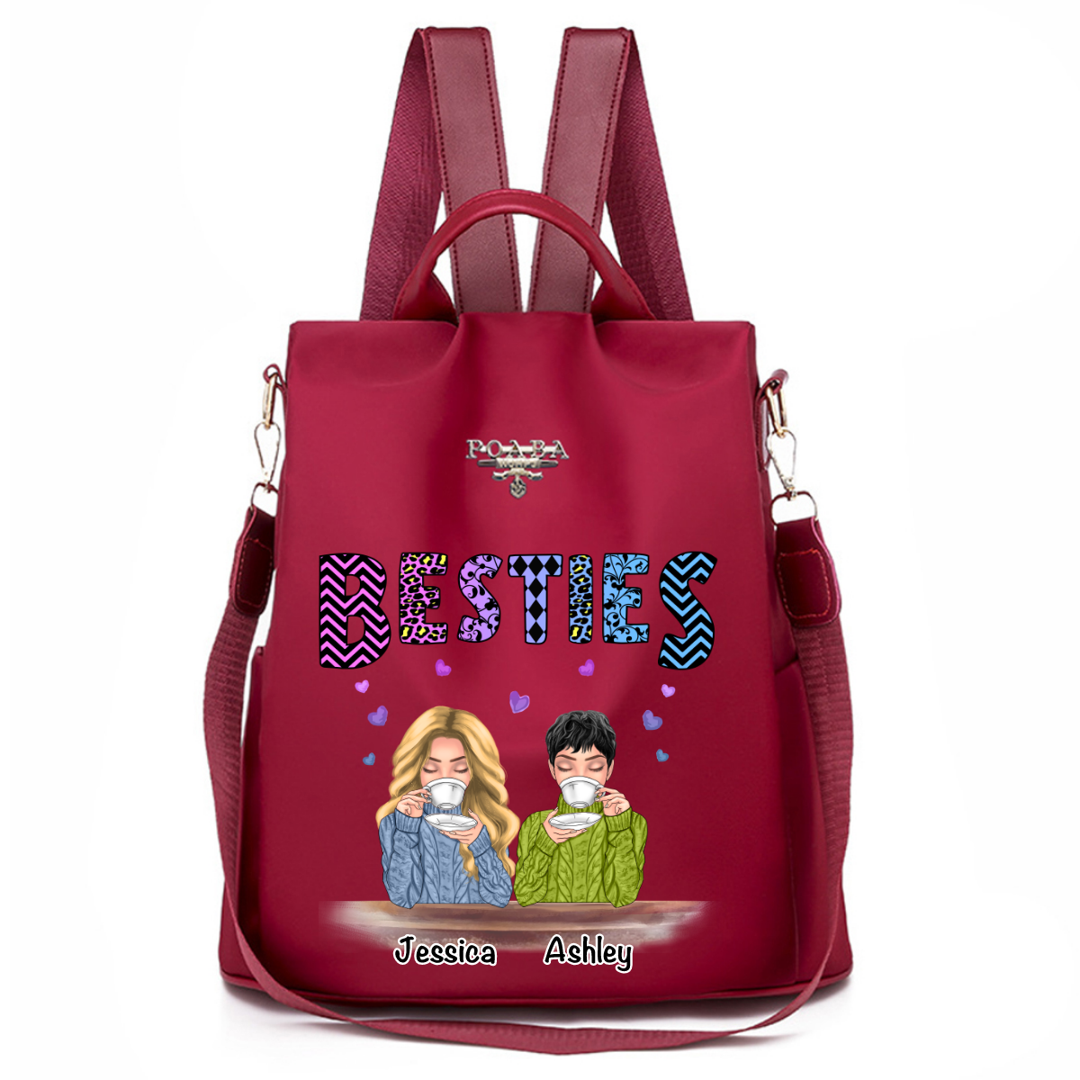 Beautiful Besties Colorful Patterned Personalized Backpack