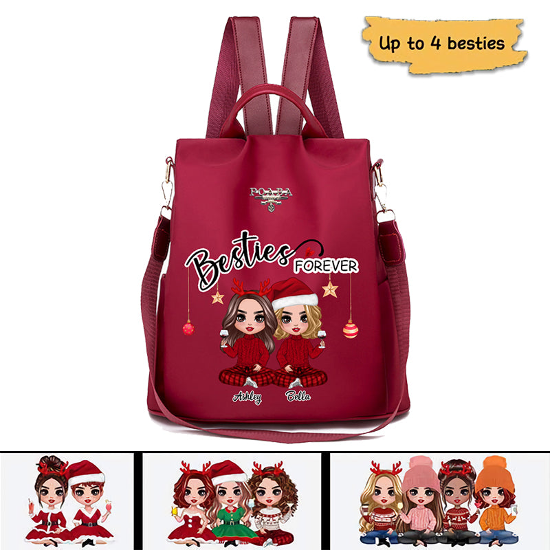 Doll Besties Christmas Checkered Pants Personalized Backpack