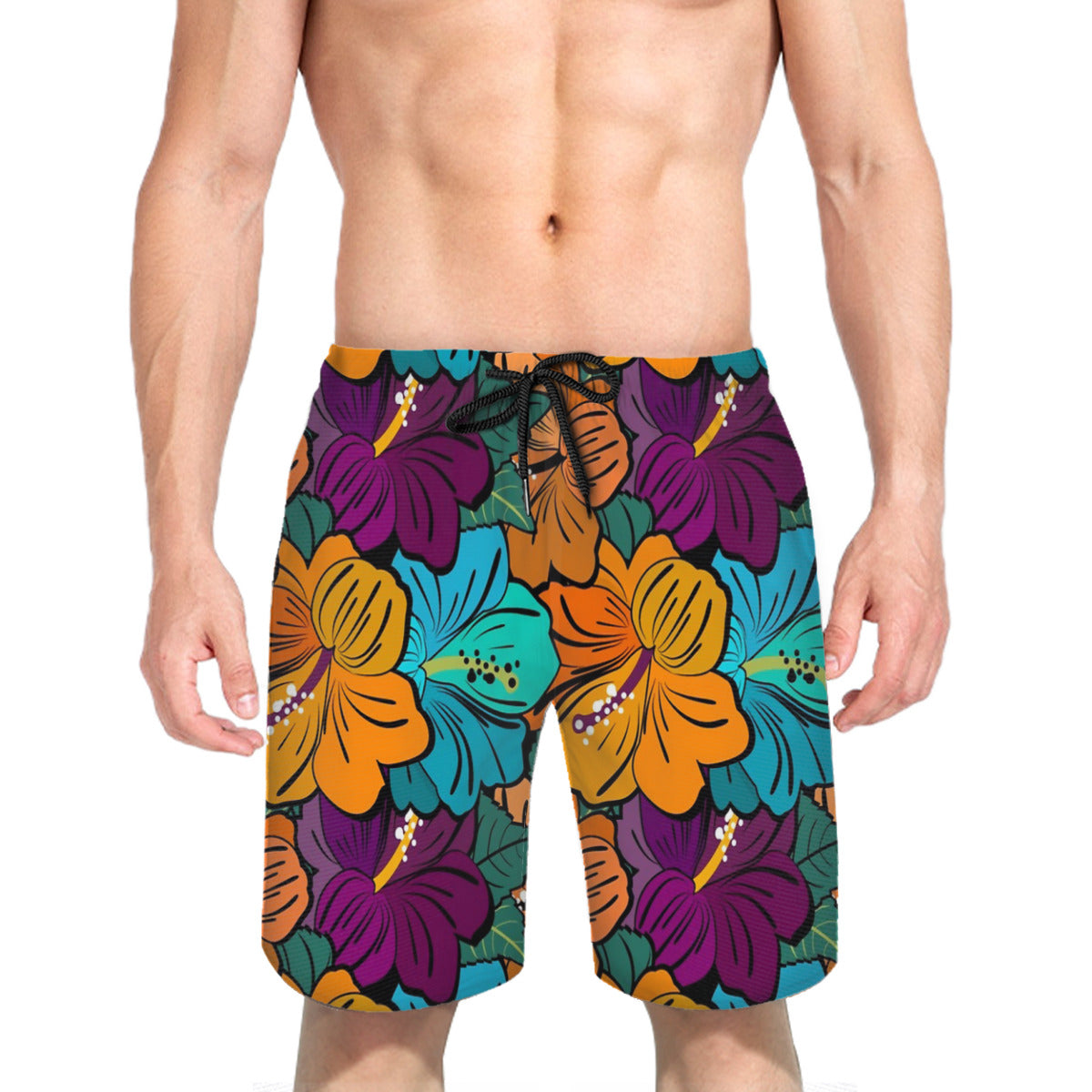Hibiscus Flowers Pattern Graphic Men's Swim Trunks No.U4N3IG