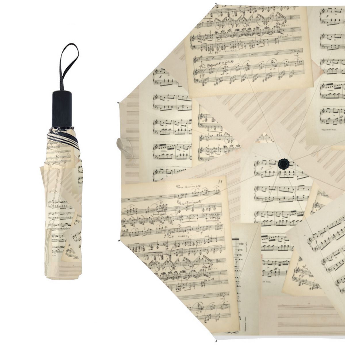 Vintage Music Composition Collage Christmas Brushed Polyester Umbrella No.UQWD97