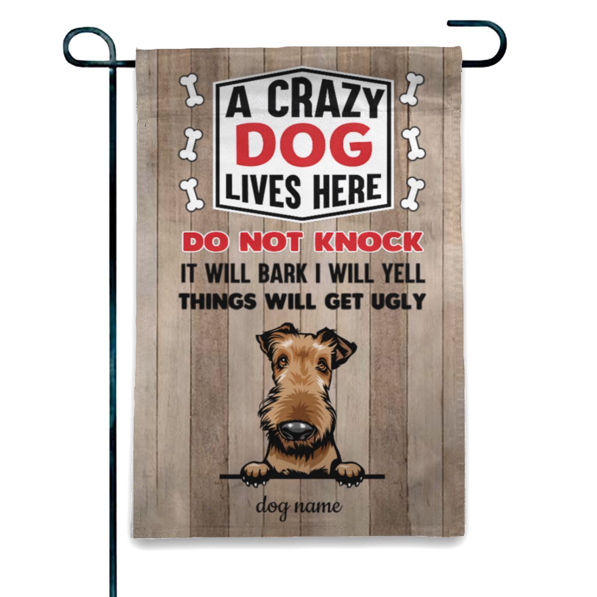 Crazy Dogs Live Here Peeking Dog Personalized Dog Decorative Garden Flags