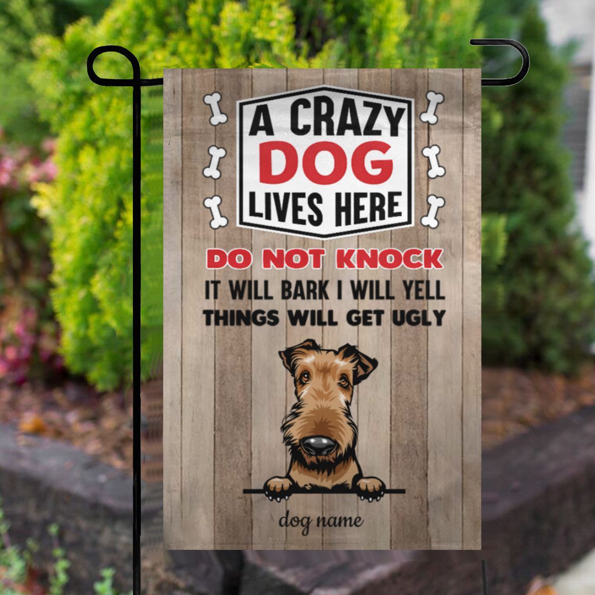 Crazy Dogs Live Here Peeking Dog Personalized Dog Decorative Garden Flags