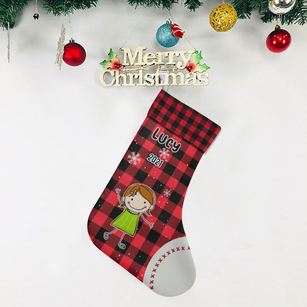 Personalized Name Christmas Kids Stocking Two-Sided Design