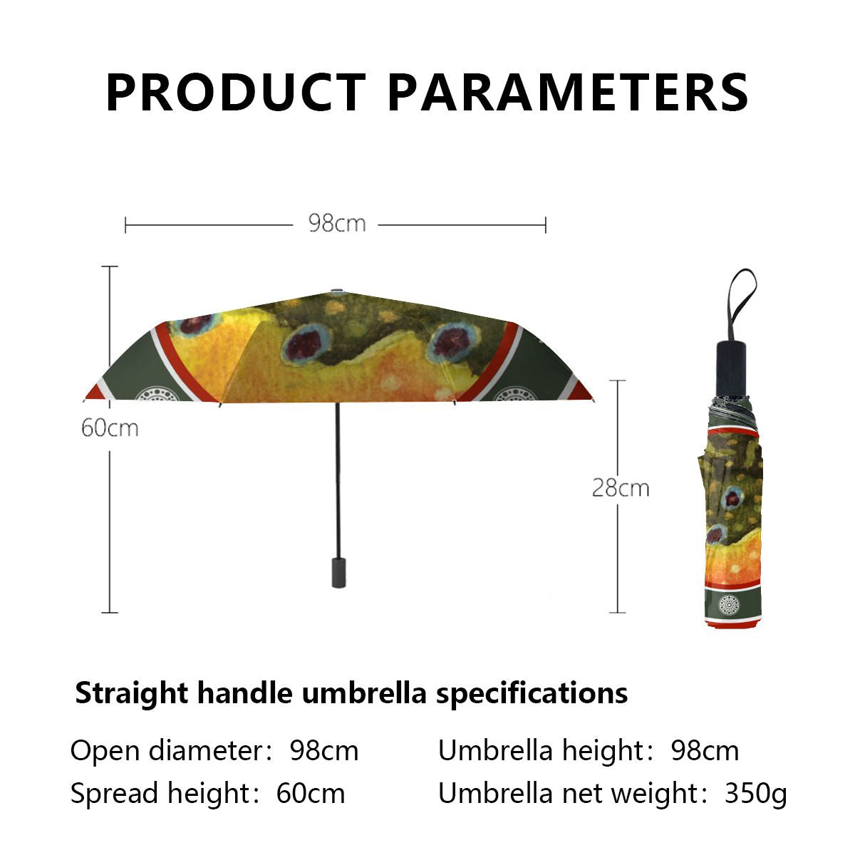 Fishing Reels And Winter Snowflake Brushed Polyester Umbrella No.VRMRK5