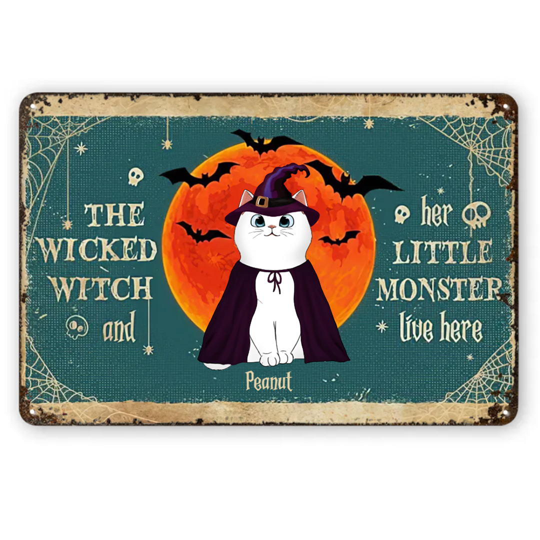 Vintage Halloween Cats Personalized Metal Signs