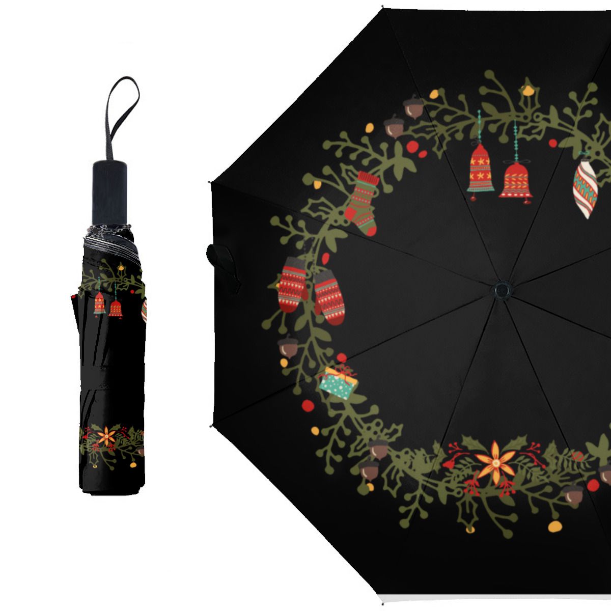 Woodland Wreath Design - Christmas Umbrella No.WA5N6B