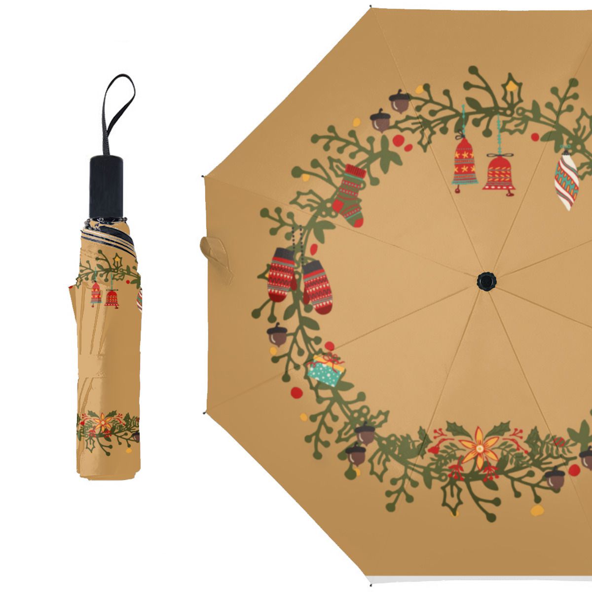 Woodland Wreath Design - Christmas Umbrella-2 No.WNL33W