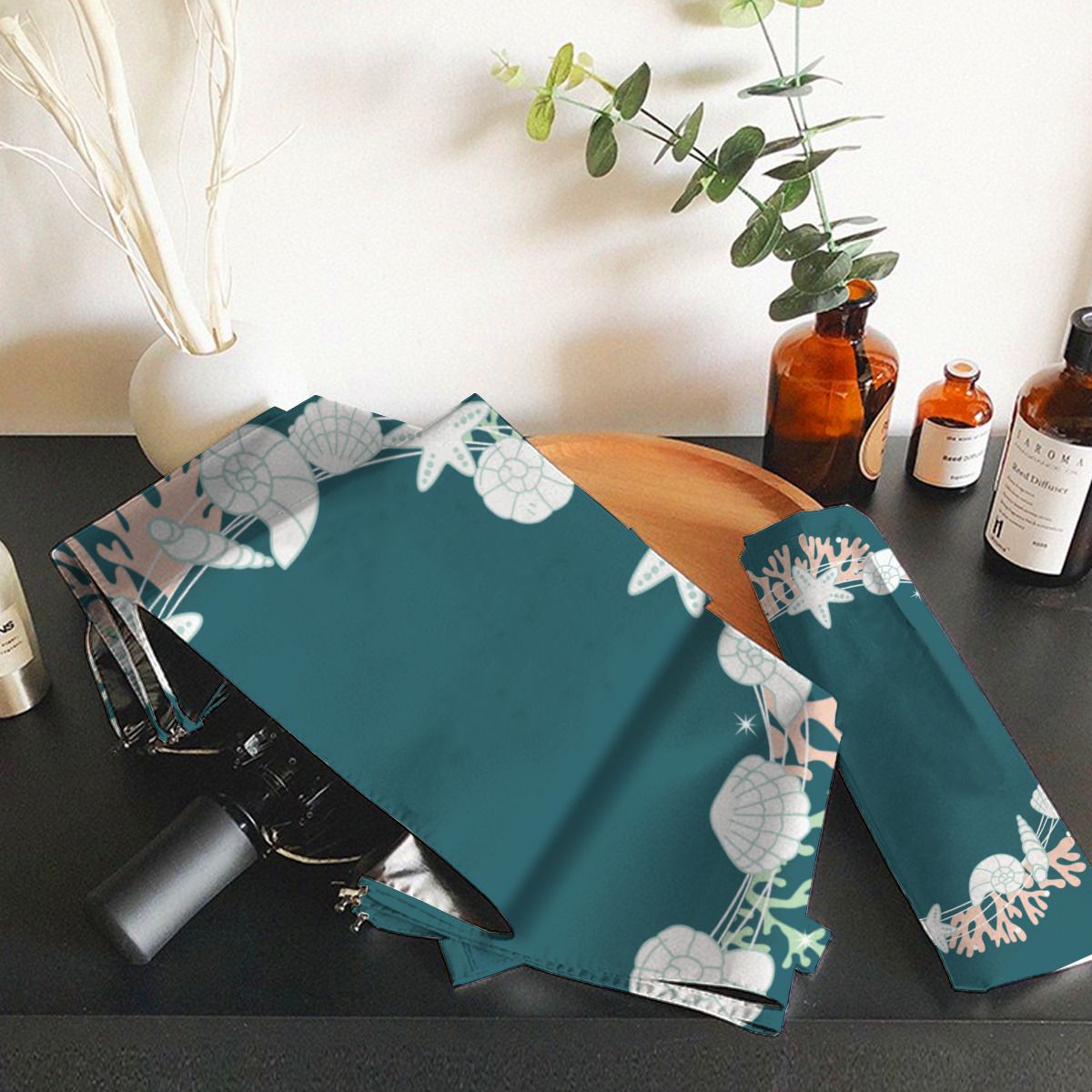 Coastal Christmas Shell Wreath Umbrella (2) No.WQPNLM