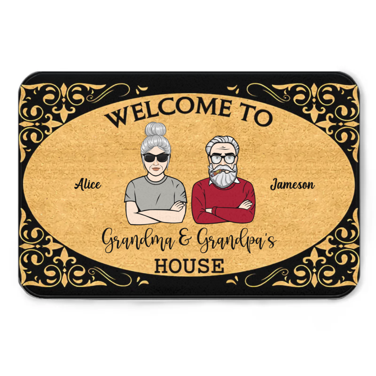 Welcome To Grandma Grandpa Grandparents Gift Personalized Doormat