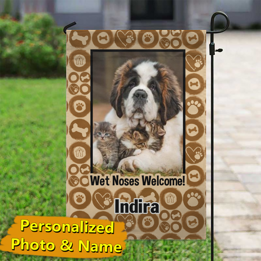 Wet Noses Welcome – Personalized Photo & Name – Garden Flag & House Flag