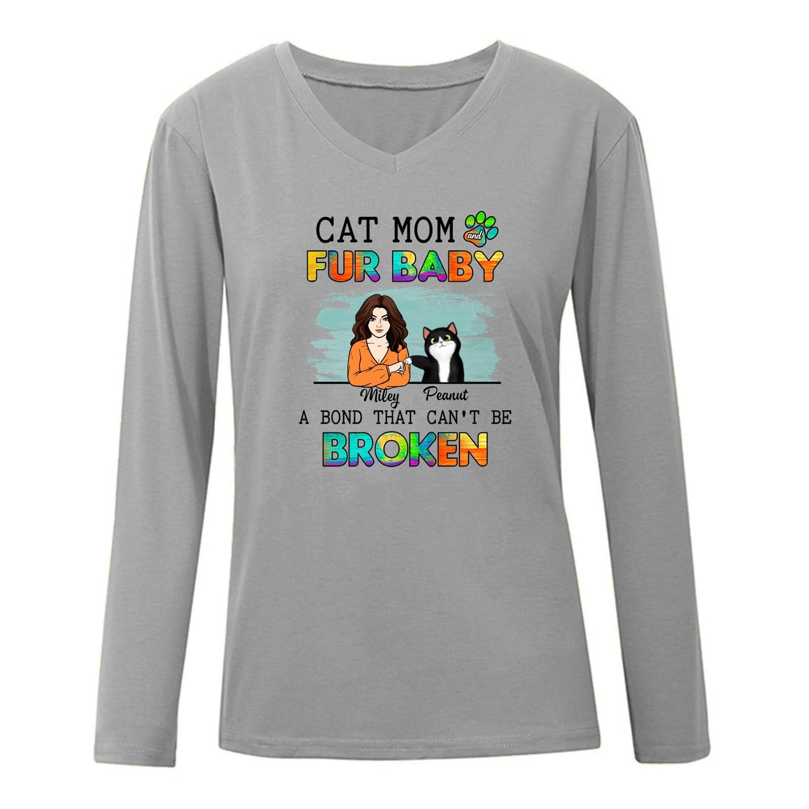 Cat Mom Fur Babies Personalized Long Sleeve Shirt