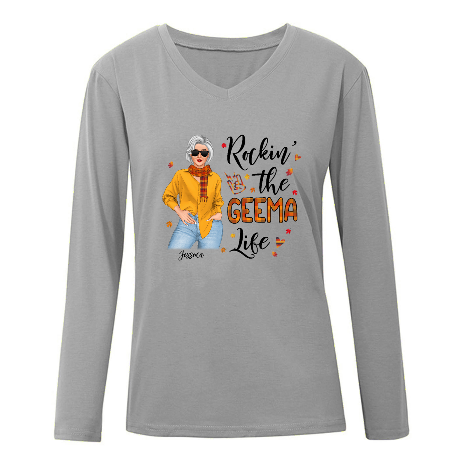 Rocking Mom Grandma Life Fall Season Personalized Long Sleeve Shirt