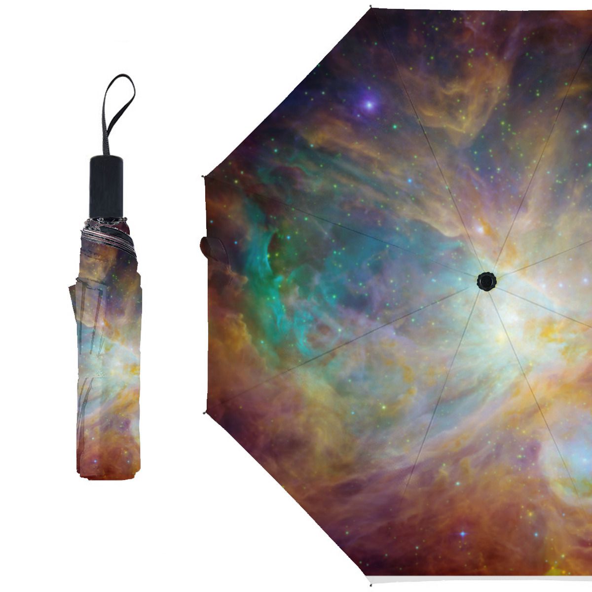 Aqua Green Orion Nebula Brushed Polyester Umbrella No.YWK5B6