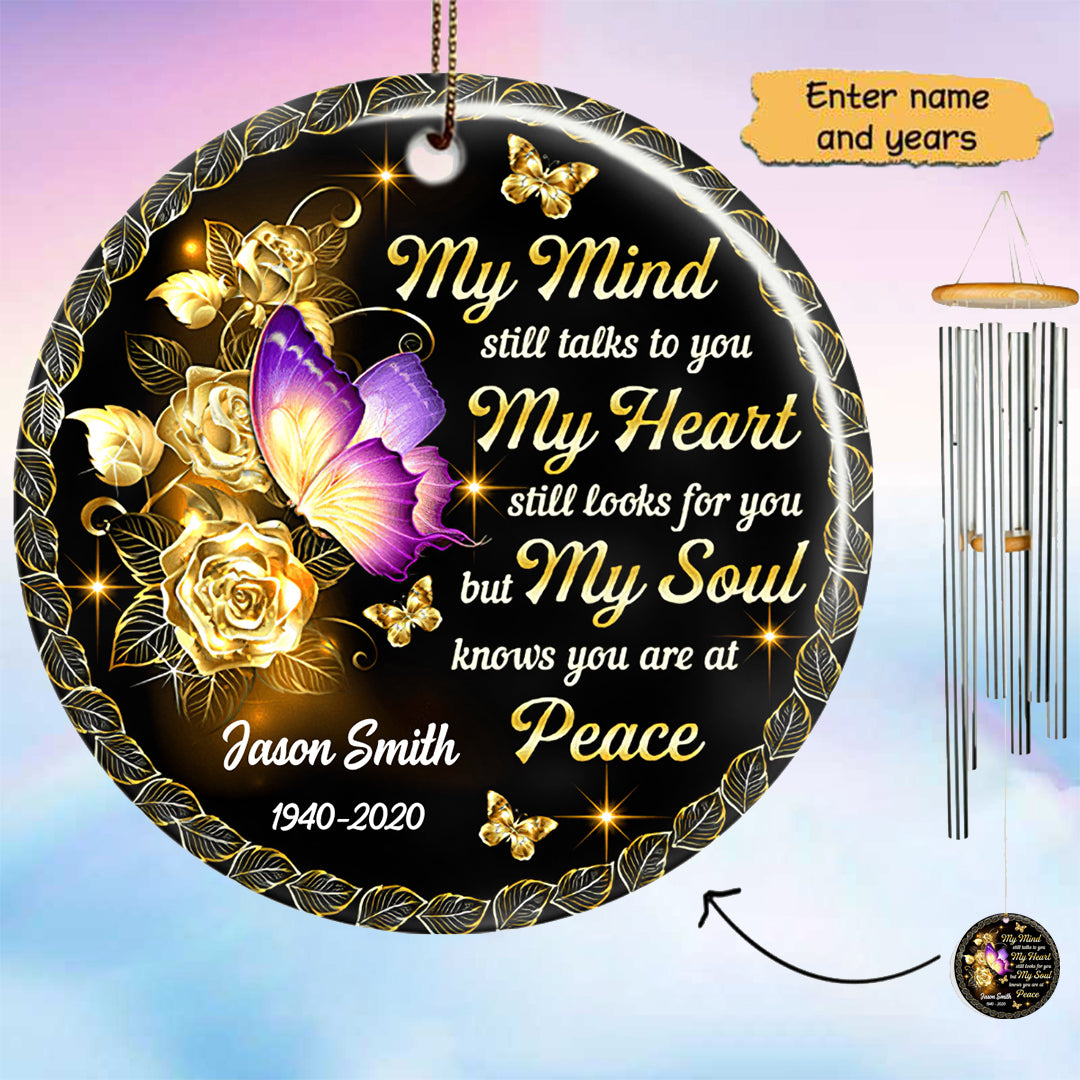 Yellow Roses Butterly Memorial Personalized Wind Chime