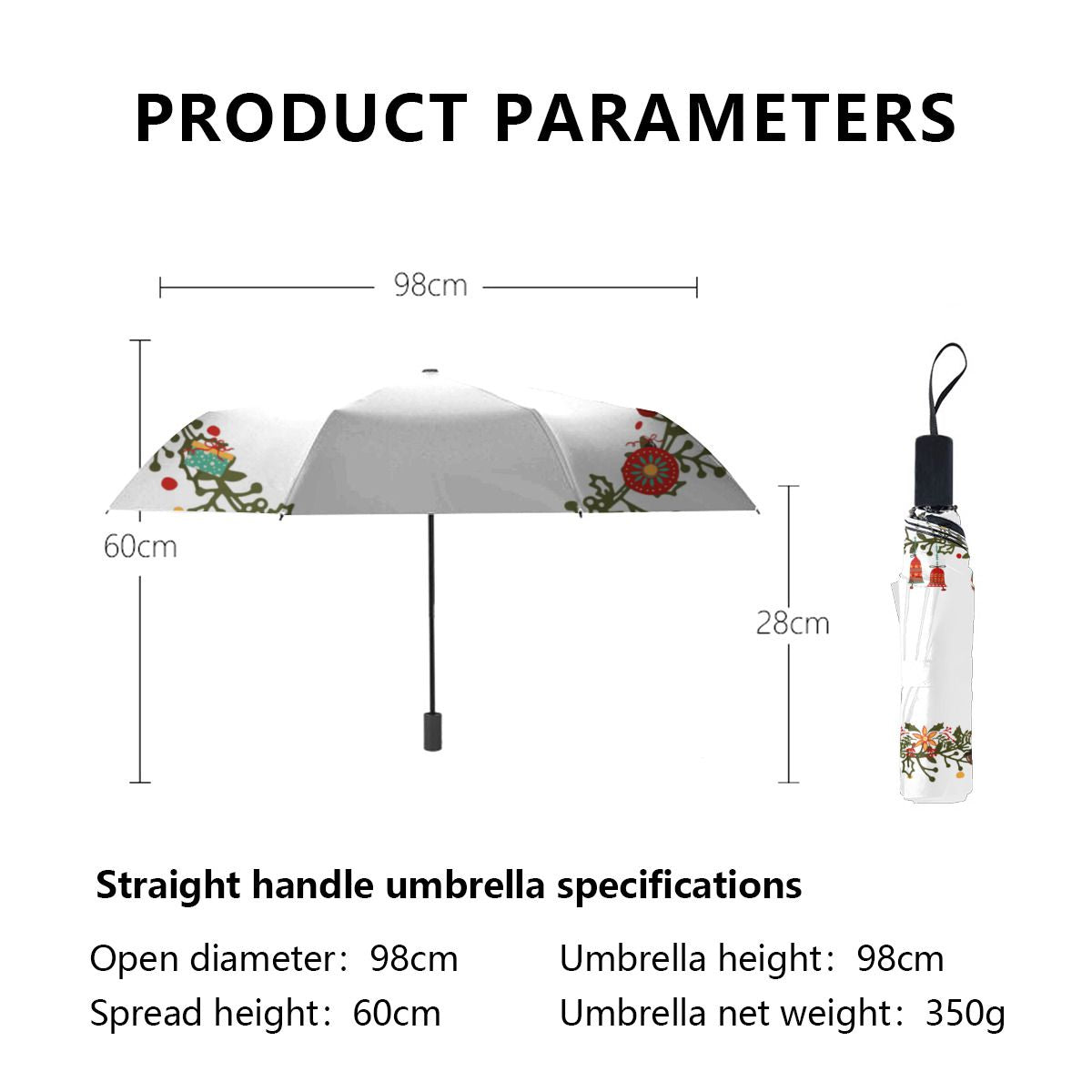 Woodland Wreath Design - Christmas Umbrella-3 No.Z6HM8E