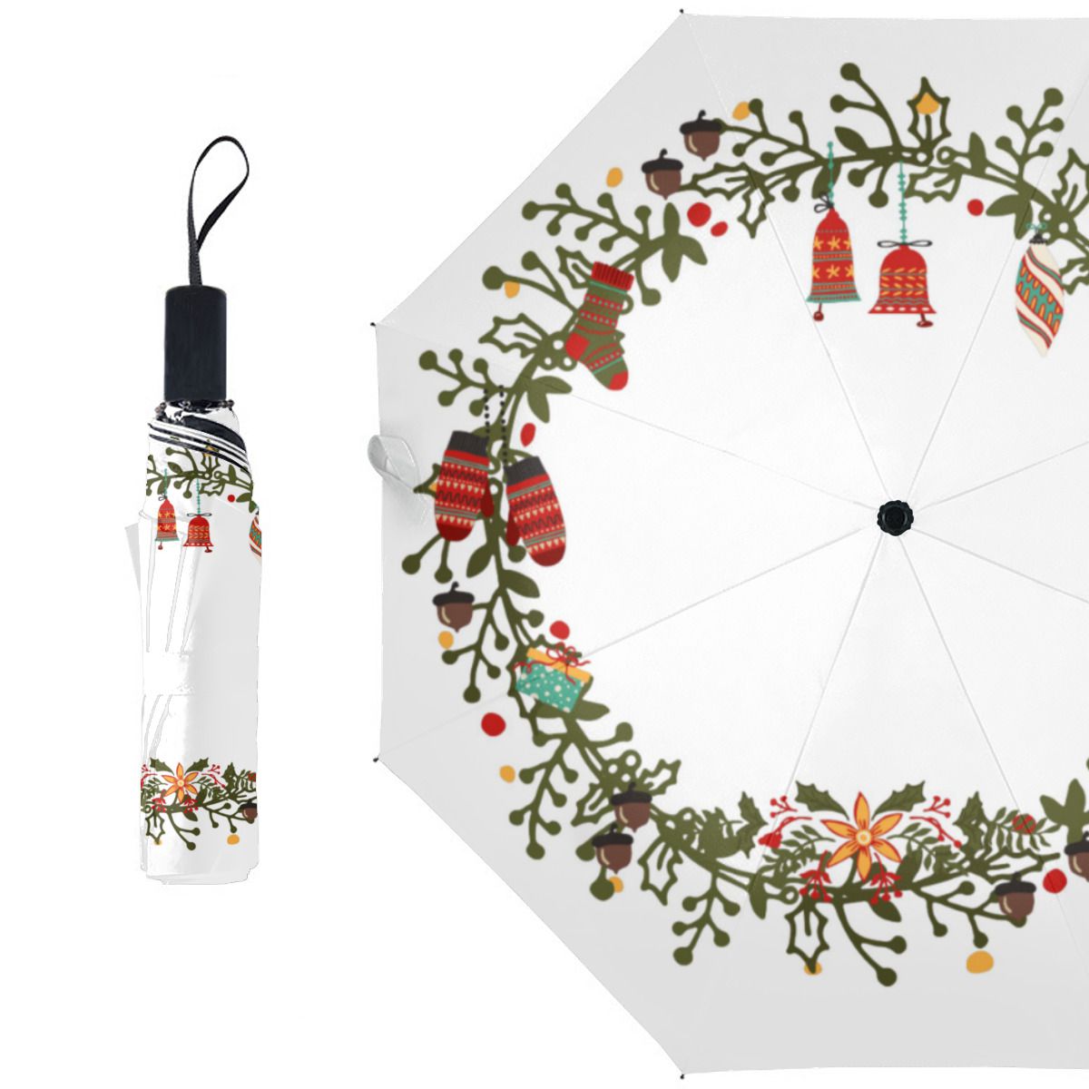 Woodland Wreath Design - Christmas Umbrella-3 No.Z6HM8E