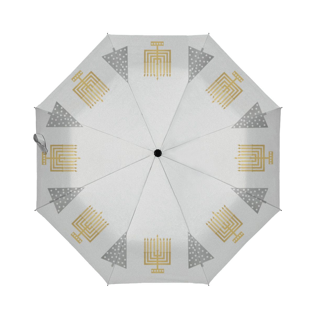 Chrismukkah Gold Menorahs Silver Trees Holiday Brushed Polyester Umbrella No.ZHK9L8