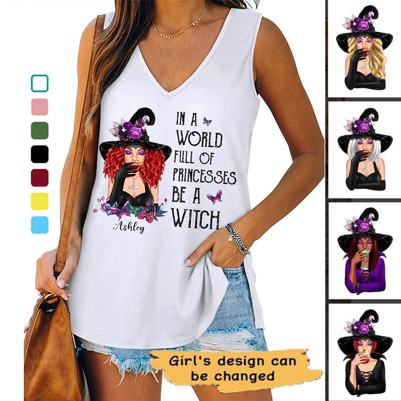 In A World Full Of Princesses Be A Halloween Witch Personalized Tank Top
