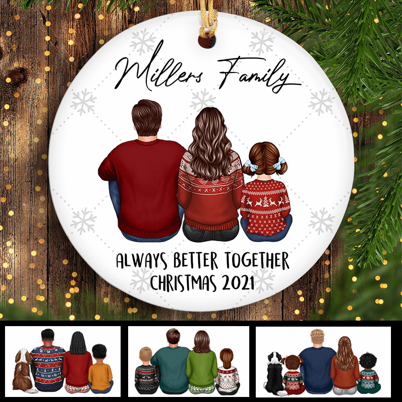 Family Member Better Together Personalized Circle Ornament