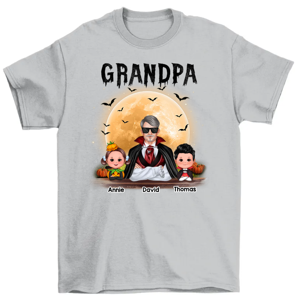 Grandpa Dad With GrandKids Halloween Personalized Custom Shirt