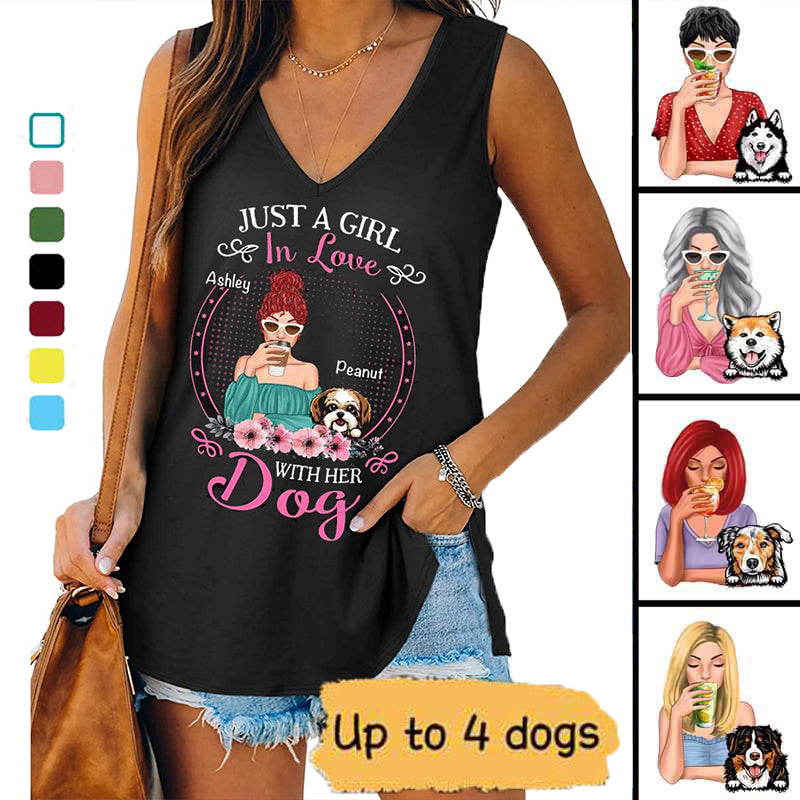 Just A Girl In Love With Her Dogs Personalized Tank Top