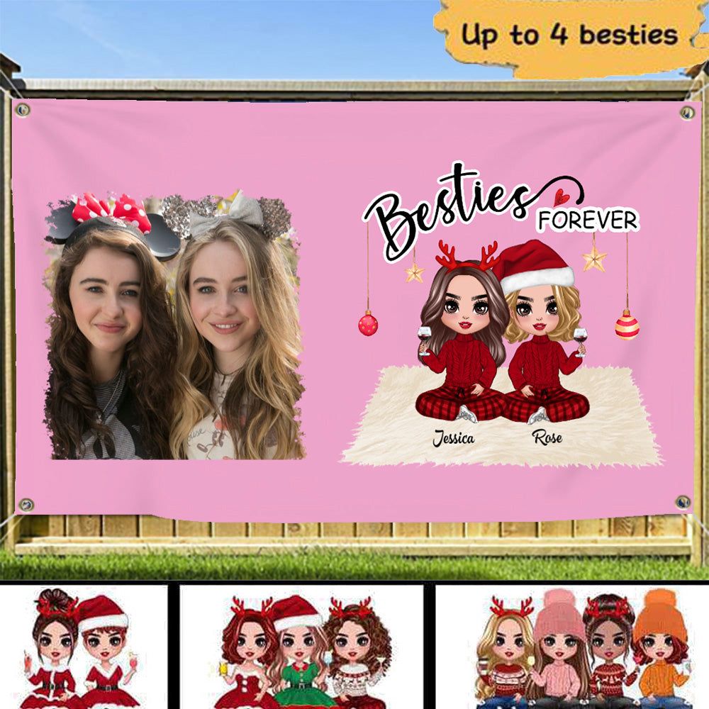 Doll Besties Christmas Checkered Pants Personalized Banner