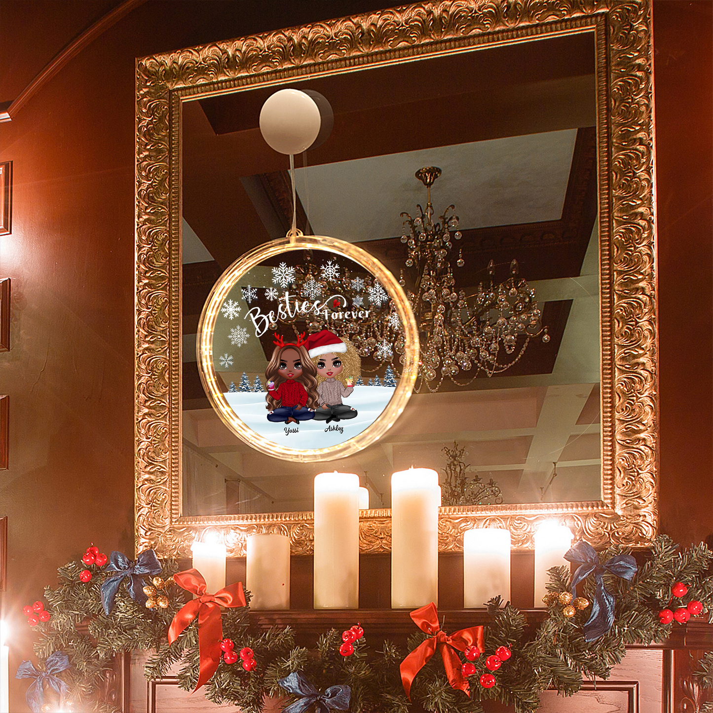 Doll Besties Christmas Checkered Pants Personalized LED Acrylic Ornament